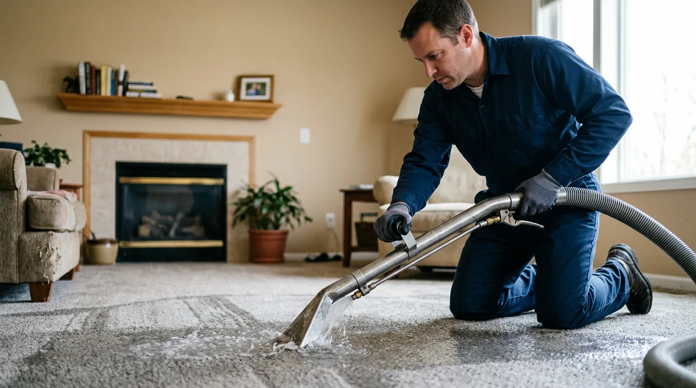 Water damage restoration technician working near Eastman, WI